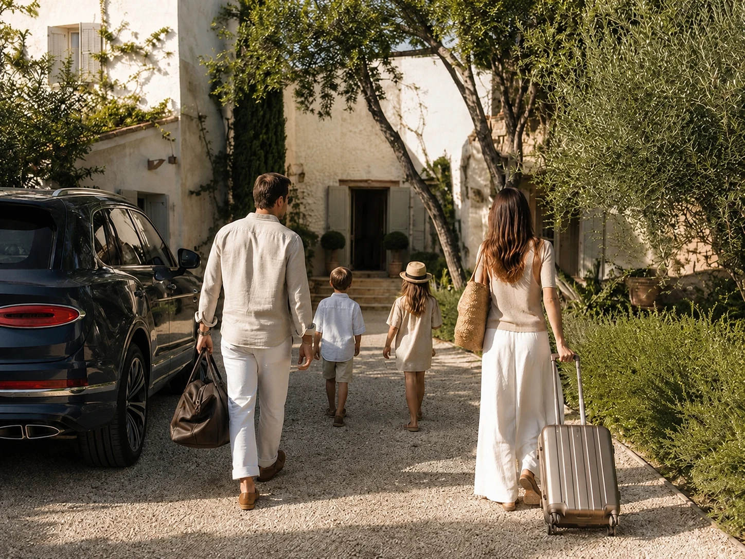 Arriving at a private villa